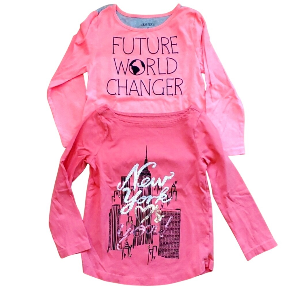 2 Girls 5T Long Sleeve Shirts - Okie Dokie World‎ Changer & Gymboree NYC